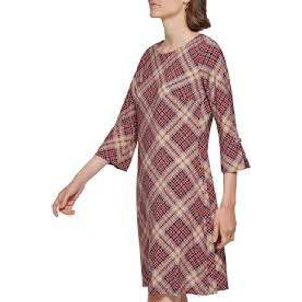 Tommy Hilfiger Plaid Shift Dress Womens 6 Multi Preppy Workwear Classic Mod Fall